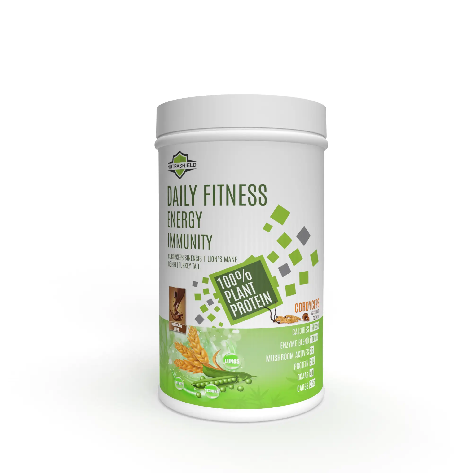 Plant Protein With CORDYCEPS & Mushroom (Chocolate Latte) (400g) (HS00524)